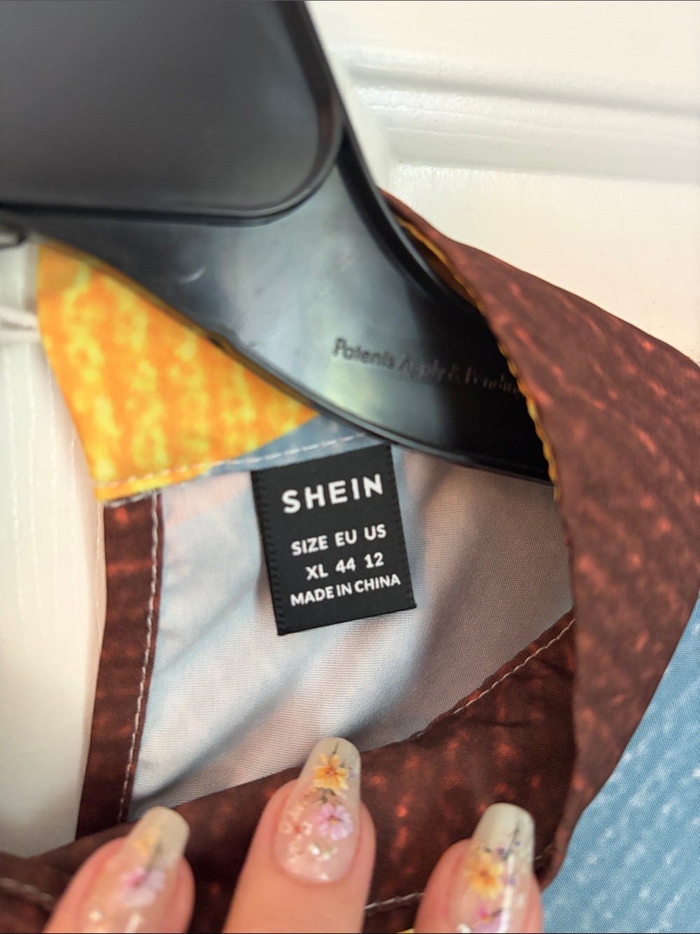SHEIN Brown, Blue & Yellow Abstract Colorblock Tunic Top - Picture 2 of 3